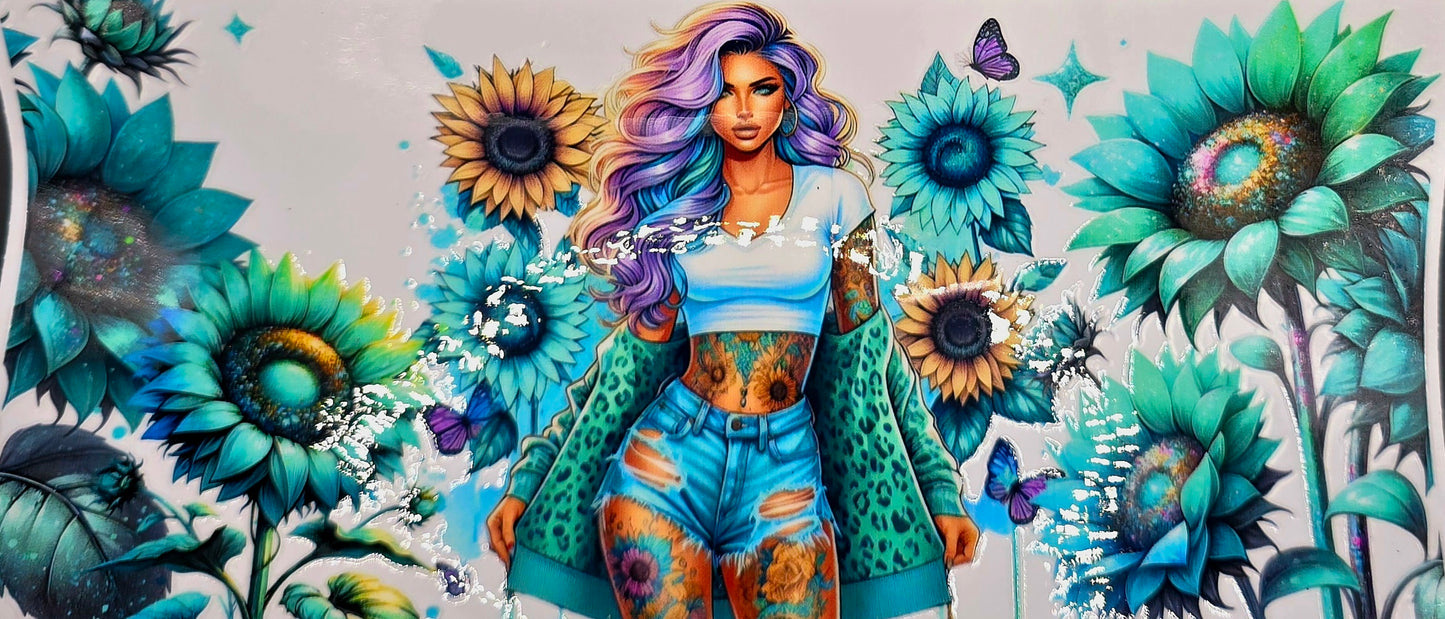 Rebel Bloom: Alternative Girls and Flowers Sparkly Tumbler