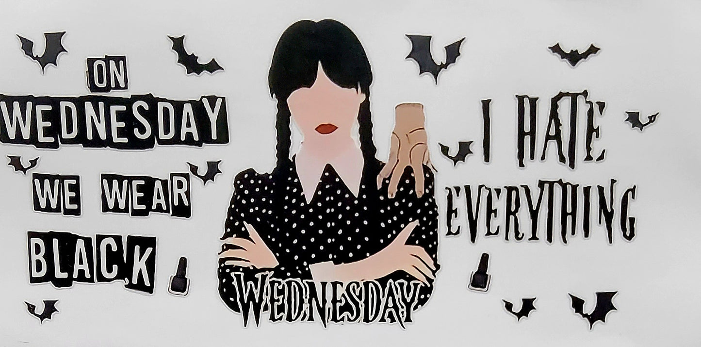 Unleash Your Inner Goth with my Wednesday Addams Glitter Snow Globe Tumbler