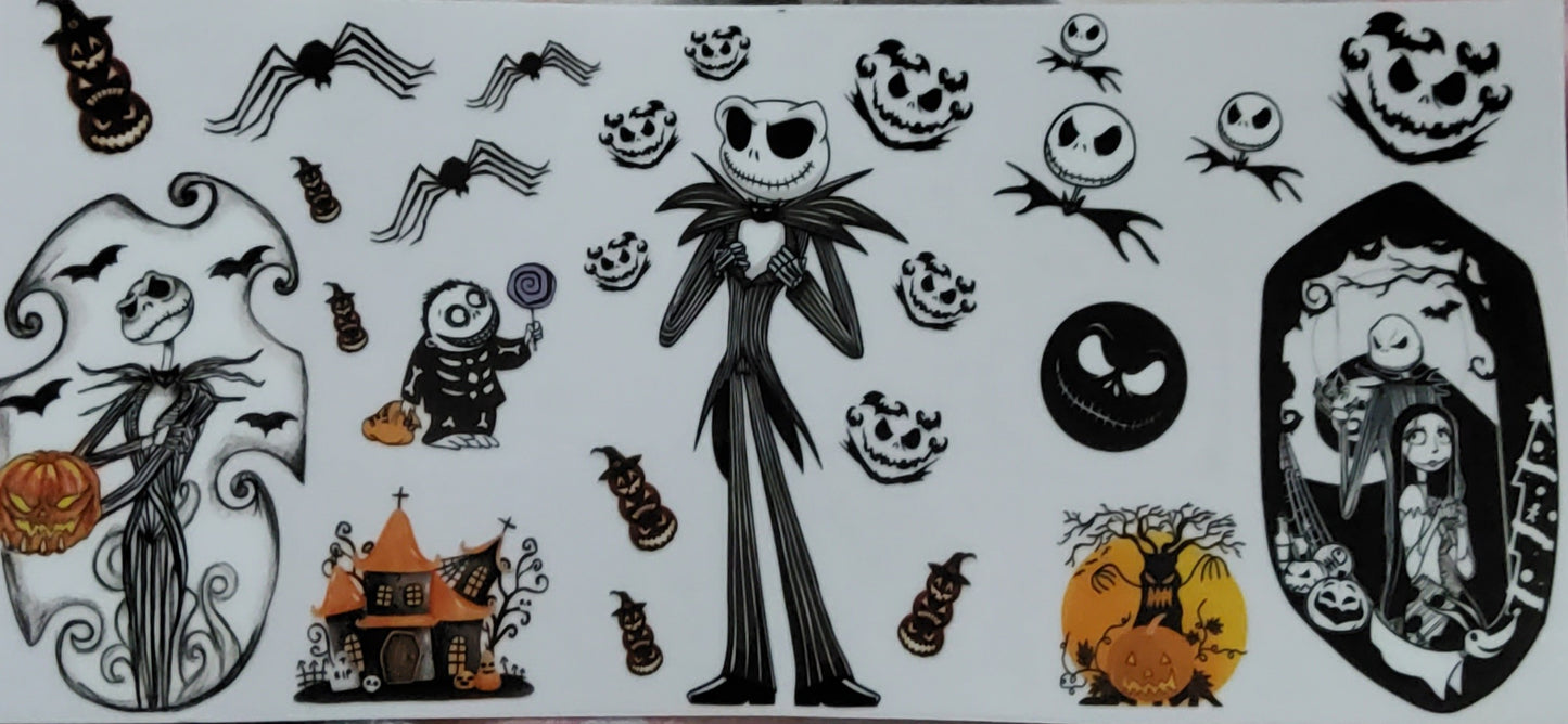 spooky sparkle with this 16oz Jack Skellington Glitter Tumbler!