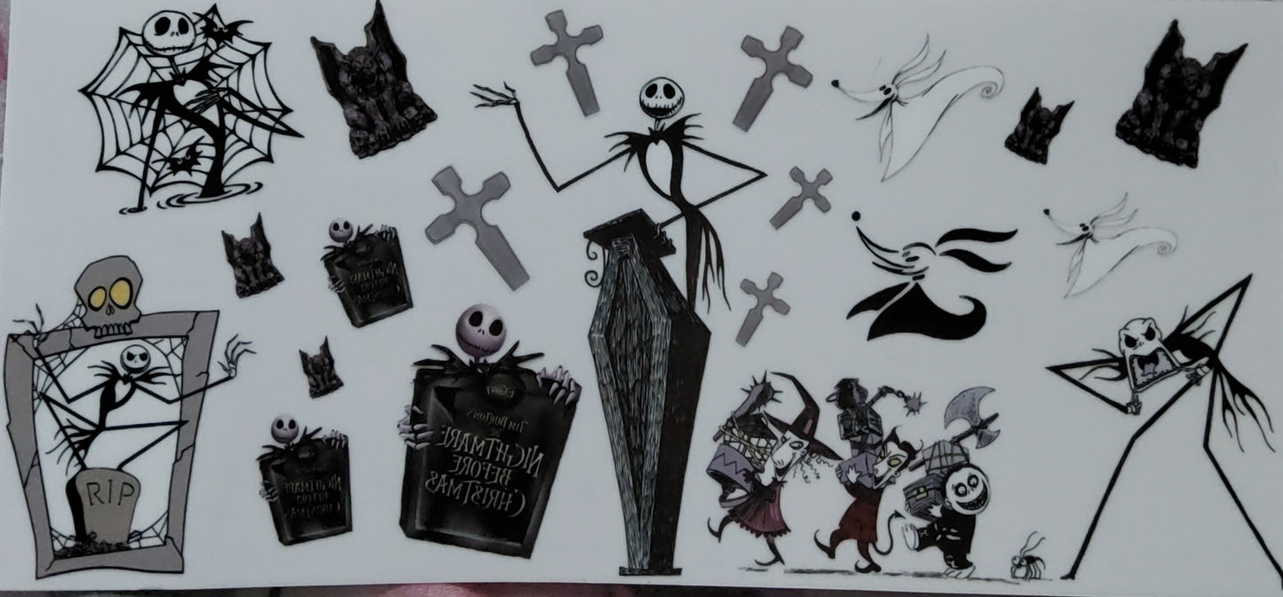 spooky sparkle with this 16oz Jack Skellington Glitter Tumbler!