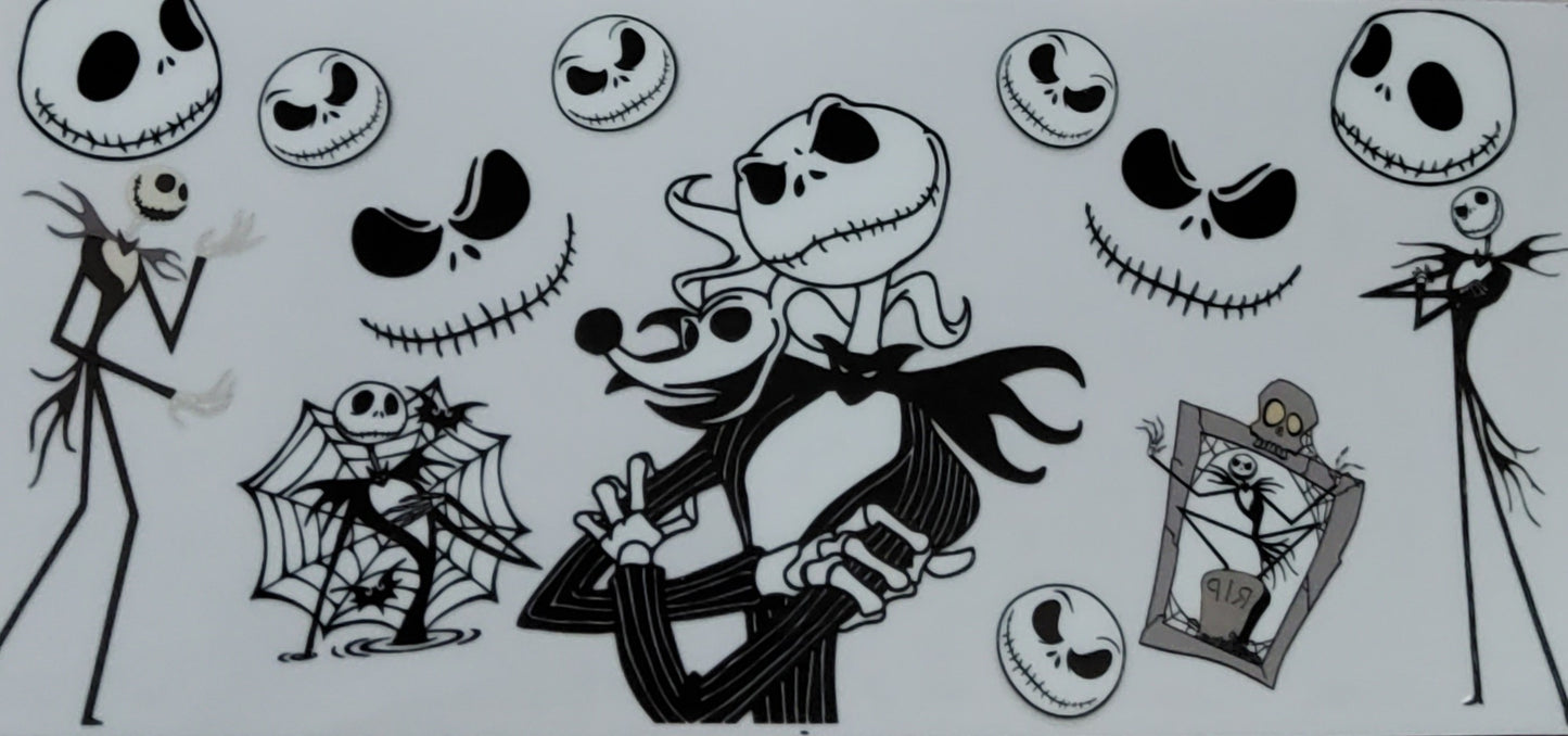 spooky sparkle with this 16oz Jack Skellington Glitter Tumbler!