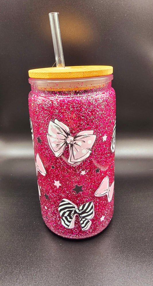 Sparkle Sip Tumbler – Handmade Glitter Bow Edition